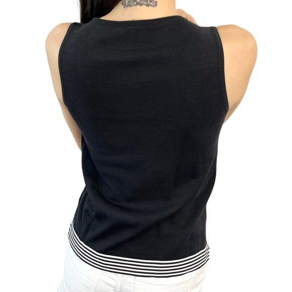 CHANEL Vintage 98P CC Mark Logo Summer Knit Tank Top #38 Black White [106500] - Picture 4 of 13